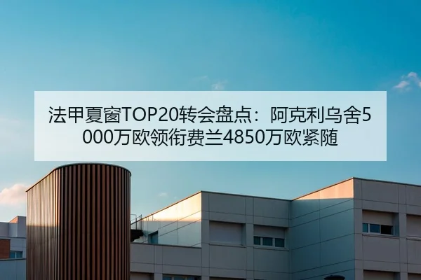 法甲夏窗TOP20转会盘点：阿克利乌舍5000万欧领衔费兰4850万欧紧随
